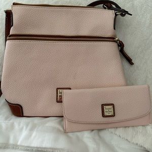 Dooney & Bourke pebble pink crossbody with matching wallet